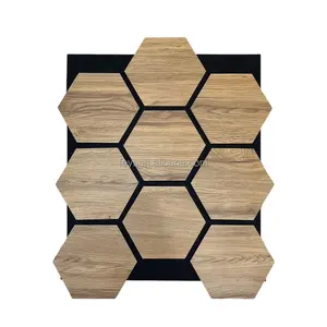 FEYT Interior Home Decoration Hexagon MDF Wood Veneer Slat Wood Wall Panels Sheets Acoustic Panels