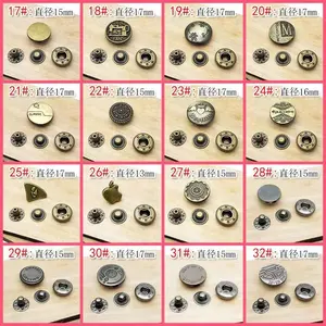 Factory Wholesale High Quality Custom Shape Logo Clothes Metal Alloy Plating 4 Part Spring Snap Button For Coat Garment