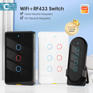 Tuya Nhà Thông Minh Wifi Rf433 Chúng Tôi Chuyển Đổi Ánh Sáng 6 Gang Thời Gian <span class=keywords><strong>Alexa</strong></span> Google Nhà Bằng Giọng Nói Ứng Dụng Điều Khiển 10A Max Tường Chuyển Đổi Không Có Trung Tính Anh - Product Image 2