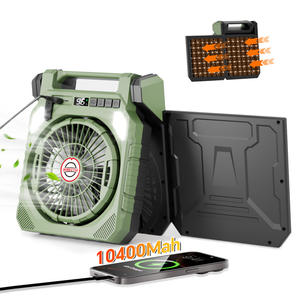 Ventilador Solar Oscilante Portátil, Batería Recargable USB de 10400mAh, Luz LED, Temporizador, Banco de Energía de Emergencia para Auto/RV/Hotel - Product Image 3