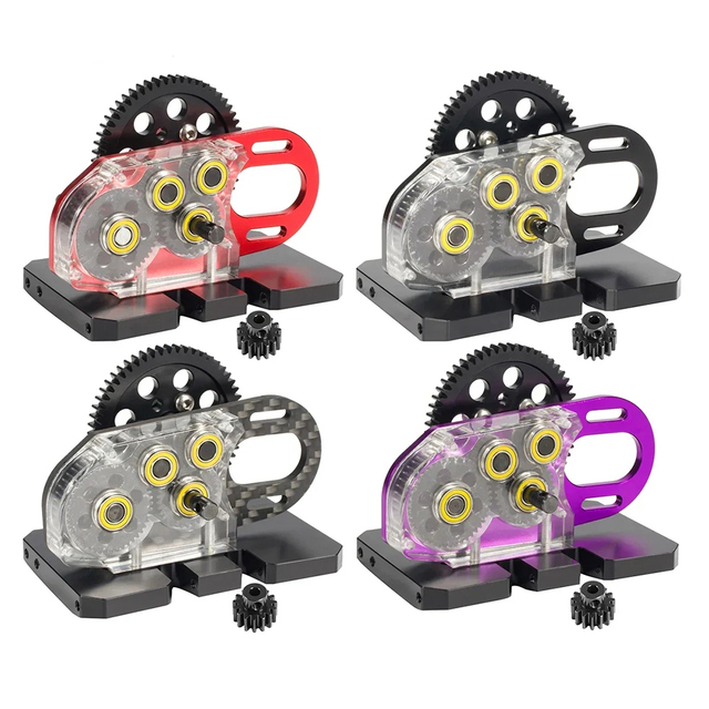 Clear Acrylic 2Low Transmission Overdrive Gearbox Set for 1/10 RC Rig Crawler Comp Builds SCX10 Capra Element Gspeed LCG Chassis