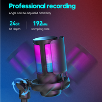 Mikrofon Rekaman Studio Desktop USB Berkabel Logam Kondensor Kardioid Profesional ME6S dengan Pencahayaan RGB dan Peredam Kebisingan untuk Gaming