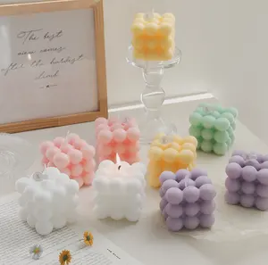 Candela estetica magica 3D cubo fragranza candela artigianale cera di soia Premium candele all'olio essenziale etichetta privata profumata con scatola