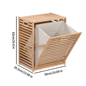 Cesto de Ropa Sucia Multifuncional de Bambú con Bolsa de Tela Desmontable, Organizador de Ropa Sucia para Baño - Product Image 6