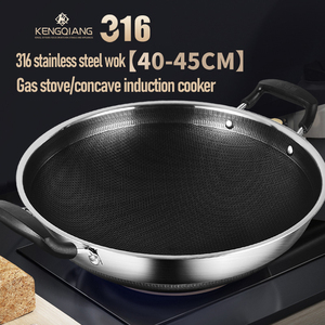 Utensilios de Cocina, Wok de Acero Inoxidable de Gran Capacidad de 40/42 cm, Sartén Antiadherente con Diseño de Panal de Abeja para Cocinar y Freír - Product Image 4