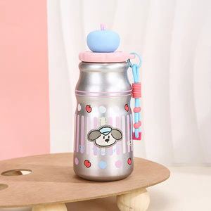 Cute Funny Apple Lid Stainless Steel Vacuum <b>Cup</b> 6-12 Hours Thermal Insulation Student Kids Straw Outdoor Lanyard Portable Water - Product Image 6