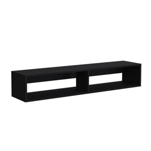 Warrior 59 Inch Floating <b>Tv</b> Stand With Two Open Shelves Media Compartments Cable Management Black - Product Image 2
