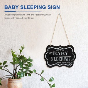 Bébé dormir signe décoration murale maison suspendus nuage signes porte d'entrée Plaque en bois rond bois ne pas frapper <span class=keywords><strong>la</strong></span> porte sonner <span class=keywords><strong>la</strong></span> cloche - Product Image 6