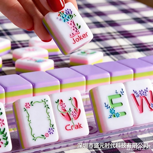 2026 Nuevo Juego de Mahjong Acrílico Morado de Cuatro Capas con Caja de Cartón, Marca Yupi, para 4 Jugadores - Product Image 1
