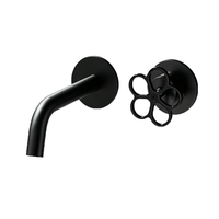 Robinet de lavabo mural monocommande en laiton noir avec cartouche céramique, mitigeur de lavabo encastré