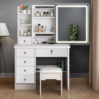 Coiffeuse élégante et robuste avec miroir LED, coiffeuse avec chaise pour la zone de maquillage à domicile