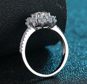 เครื่องประดับที่ดี925แหวนเงินสเตอร์ลิงแหวนเพชรโมอิสซานไนต์รูปดอกไม้ดวงอาทิตย์แหวนหมั้นแหวนแต่งงานเพชรโมอิส1CT าไนต์ - Product Image 5