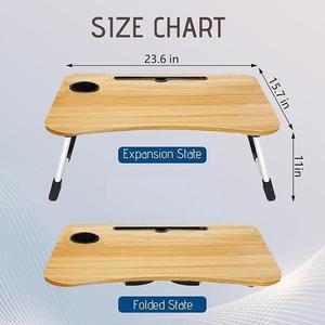 Modern Portable Foldable Home Office Furniture Wooden Laptop Stand <strong>Table</strong> Desk with Slot and Cup Holder - Product Image 3