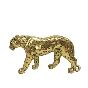 Antique Gold Resin Leopard Home Animal Panther Decor Sculpture Animal Figurine Polyresin Leopard Statue