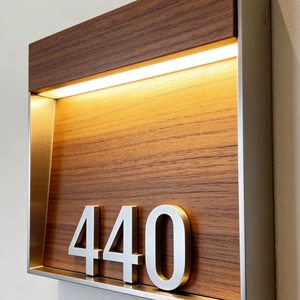 Customizable Eco-Friendly Modern <strong>Wood</strong> Door <strong>Name</strong> Plates with LED for Apartments Offices Hotels Wall <strong>Sign</strong> - Product Image 3