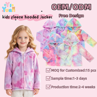 Veste à capuche épaisse en polaire tie-dye pour enfants, en velours corail doux, entièrement zippée, manteau d'hiver chaud et moelleux, coupe-vent et respirant pour petites filles