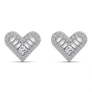 Pendientes de Plata de Ley 925 con Baño de Rodio y Oro de 14K, con Circonita Cúbica 5A, Diseño de Corazón, para Mujer, Nueva Llegada de Dylam - Product Image 1