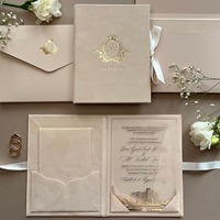Fournitures d'artisanat : Livret de mariage à couverture rigide en velours, avec dorure à chaud, acrylique transparent, carte RSVP et enveloppe