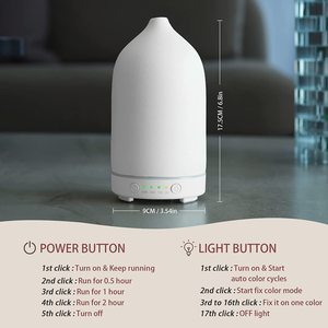 100ML Ceramic Aromatherapy <strong>Diffuser</strong> with 7 Color Lights Ultrasonic Auto-Shut off Essential Oil <strong>Diffuser</strong> for Home Office White - Product Image 5
