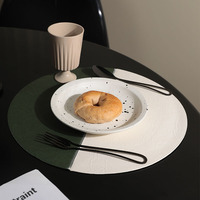 Set de table rond en cuir PU, double face, antidérapant, pliable, pour mariage, restaurant, cuisine, salle à manger, hôtel, décoration