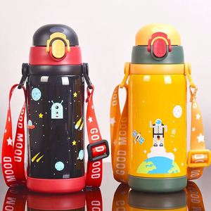 Cute School Kids 450Ml Children'S Thermos <b>Bottle</b> Insulated Vaccum Flask 304 Stainless Steel Kids Water <b>Bottle</b> With Straw - Product Image 1