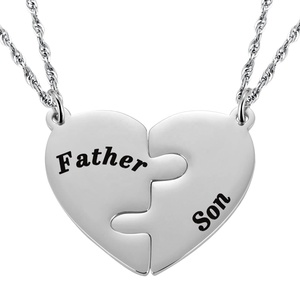 Set di 2 Collane con Ciondolo a Cuore per Padre <span class=keywords><strong>e</strong></span> Figlio in Acciaio Inossidabile, Collana Puzzle per Padre <span class=keywords><strong>e</strong></span> Figlia, Regalo - Product Image 1