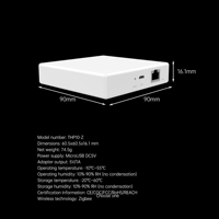 SIXWGH THP10-Z Gateway Zigbee 3.0 con Cable, RJ45 Ethernet, Hub Tipo C, Tuya Smart Life, 128 Dispositivos para Hogar, Hotel, Proyecto