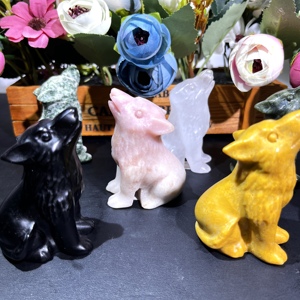 Vendita all'Ingrosso di Giade Naturali: Giada Gialla Xiuyan, Opale Rosa, Ossidiana Nera, Lupo Urlante per Decorazione d'Interni - Product Image 2