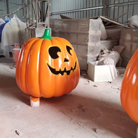 Grande sculpture de citrouille en fibre de verre, style alimentaire, pour extérieur, effet réaliste, artisanat peint pour aménagement paysager de jardin, décoration d'Halloween