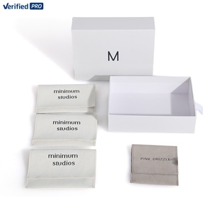 Reusable Handmade Luxury Rigid Cardboard Sliding Drawer Jewelry Gift Box with <b>Pouch</b> Bag Custom Logo - Product Image 1