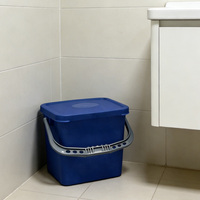 Offre Spéciale 15L étanche PP conteneur de stockage bleu gris rouge poignée de seau carré en plastique pour l'utilisation de seau d'eau de nettoyage domestique