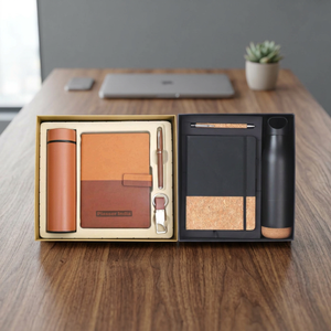 Luxury Business Personalized Leather Executive Gift Set Embossed <b>Diary</b> Keychain Card Holder-Customized Color Gift Box New Year - Product Image 4