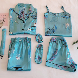 豪华睡衣女丝缎睡袍女款睡衣7件套 - Product Image 2