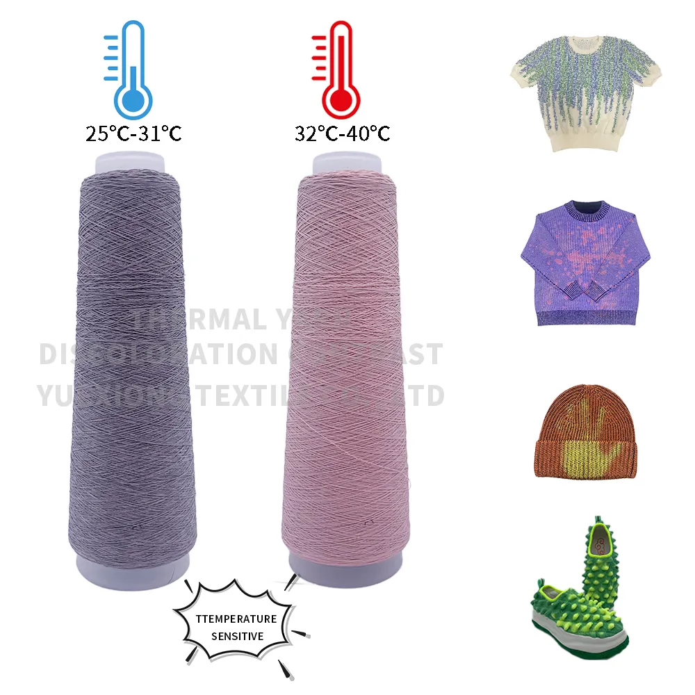 Cường Độ Cao Đa-Màu Sắc Thermochromic Sợi Polyester Và Bông T-Shirt Sợi Cho Dệt Kim Và Crochet