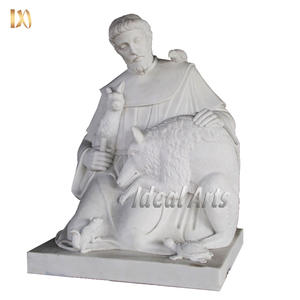 Statue <span class=keywords><strong>de</strong></span> Saint François en marbre blanc avec croix et <span class=keywords><strong>colombes</strong></span> pour décoration <span class=keywords><strong>de</strong></span> jardin extérieur - Product Image 5