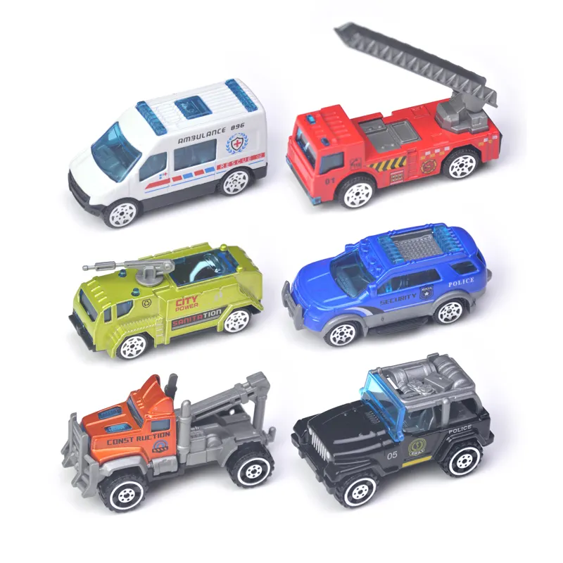 QS kualitas tinggi Mini logam Die Cast City seri kendaraan Aloi mainan anak fungsi roda gratis 6 buah Model mobil untuk hadiah anak-anak
