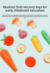 Ensemble de jeu de <span class=keywords><strong>cuisine</strong></span> en bois en silicone de qualité alimentaire sans Bpa Jouets de coupe de légumes pour enfants de 0 à 4 ans-Développement éducatif - Product Image 3