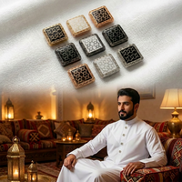 Boutons arabes à bordure dorée géométrique en alliage de zinc, fermeture quatre pièces recouverte de tissu, lavable, pour vêtements arabes, personnalisable, luxueux