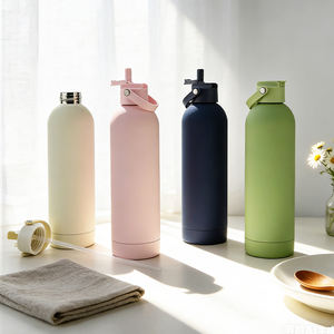 Botellas de agua personalizadas Soft Touch de 750 ml, de acero inoxidable, con doble pared aislante, deportivas, azules, para gimnasio. - Product Image 1