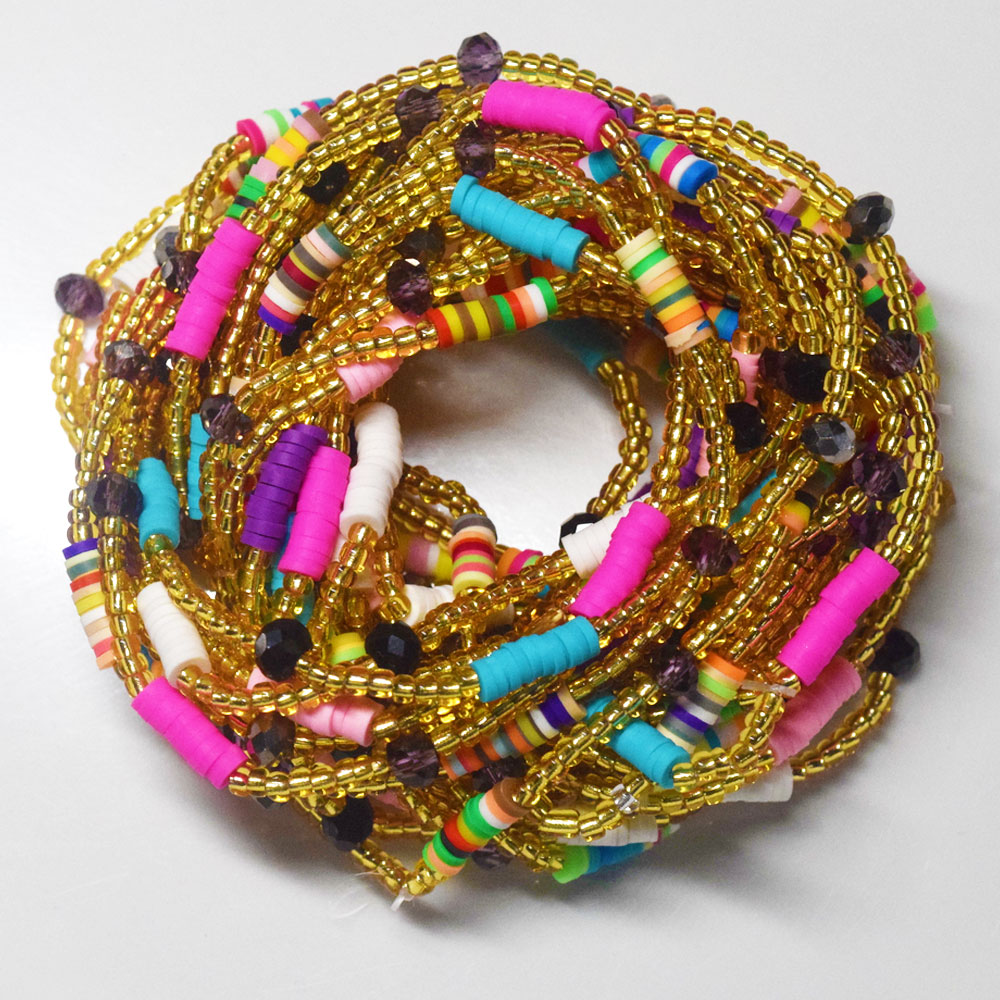 Seed Beads Colorful Waist Beads Aspire Single Strand Mixed Color Waistbeads — Royal