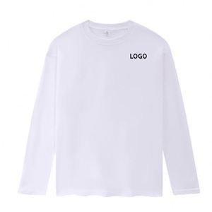 T-shirt à manches longues pour homme en coton 100% de haute qualité 210GSM, col rond uni, impression personnalisée, séchage rapide, respirant, t-shirts unisexes - Product Image 2