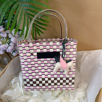 Sac fourre-tout en PP tissé fait main de haute qualité, respectueux de l'environnement, sacs à main tendance pour femmes avec accessoires DIY