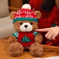 Ours en peluche de Noël avec pull tricoté et bonnet flocon de neige, décoration de maison pour les fêtes, cadeau de Noël pour enfants