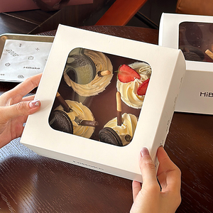 Caja <span class=keywords><strong>de</strong></span> Papel para Cupcakes con Impresión Personalizada, Caja <span class=keywords><strong>de</strong></span> Papel Blanca para Galletas, Macarons, Muffins y Pasteles con Ventana para Cafetería y Pastelería - Product Image 3