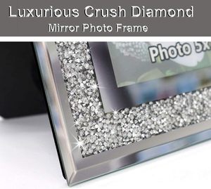 Cadre photo rectangulaire en verre cristal scintillant fait main, écologique, avec poudre dorée, 6, 7, 8 pouces, vente chaude en gros - Product Image 3