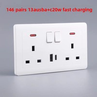 Stop Kontak Dinding Warna Putih Berkualitas Tinggi Standar UK 2 Stop Kontak AC 13A 250V IP20 Grosir Langsung Pabrik