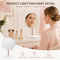 Miroir de table rond éclairé OEM avec finition personnalisée pour les chambres d'hôtel, les coffrets cadeaux de beauté et les marques privées