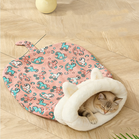 Coussin pour animaux de compagnie en polaire pelucheuse de couleur unie, chaud et amovible, sac de couchage pour chat avec trou de pénétration, nid fermé pour petits chiens et chats