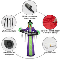 Décoration de jardin d'Halloween transfrontalière : Grande sorcière gonflable d'horreur de 3,6 m avec bannière pour accessoires et ornements extérieurs