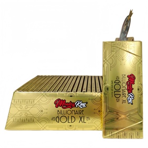 Papiers à rouler Monkey King Billionaire XL Gold Super King Size en fibres végétales naturelles, 32 feuilles + 32 embouts par carnet, 24 carnets par boîte - Product Image 5